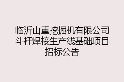 臨沂山重挖掘機有限公司斗桿焊接生產線基礎項目招標公告